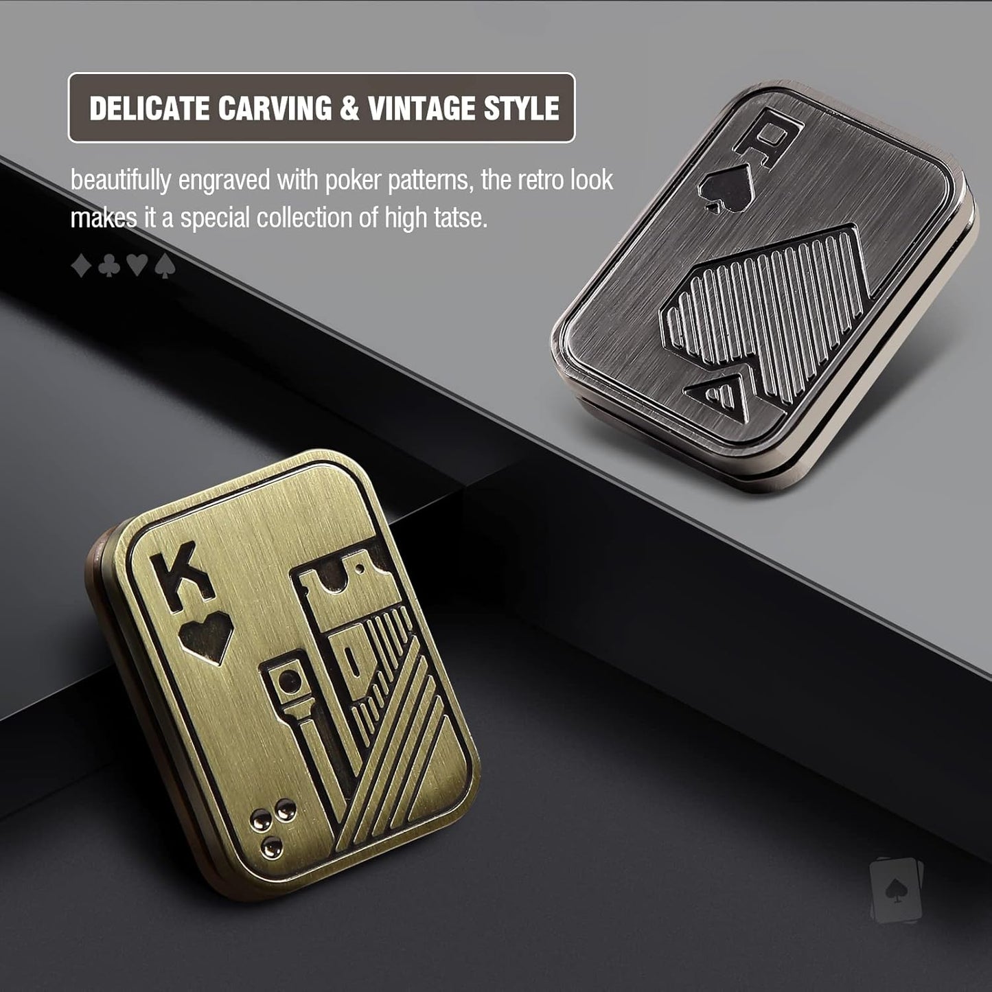 Metal Fidget Toys, EDC Fidget Slider, Poker Push Card, Cool Office Toy for Men, Anxiety Autism ADHD Gifts for Adults Teens, Valentine's Day Gift