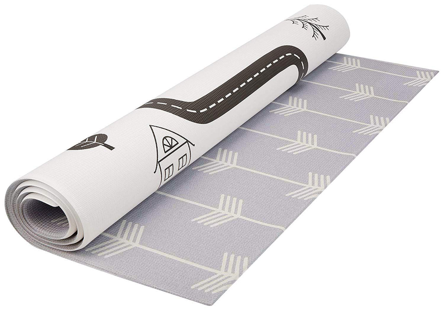 Baby Care Play Mat (Medium, Nordic Trails - Morning Fog Arrows) 73’’ x 49’’ Original One-Piece Reversible Rollable Waterproof Play Mat for Infants, Babies, Toddler, and Kids