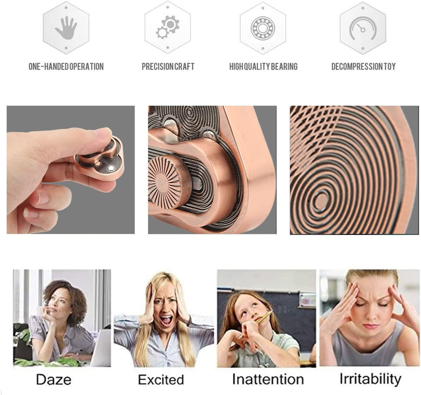 Rotation Fidget Slider, Tricyclic EDC Magnetic Metal Fidget for Adult Durable Dual Slider Anxiety Stress Relief Toys ADHD Autism Sensory Toys Funny Desk Toys Gifts for Man