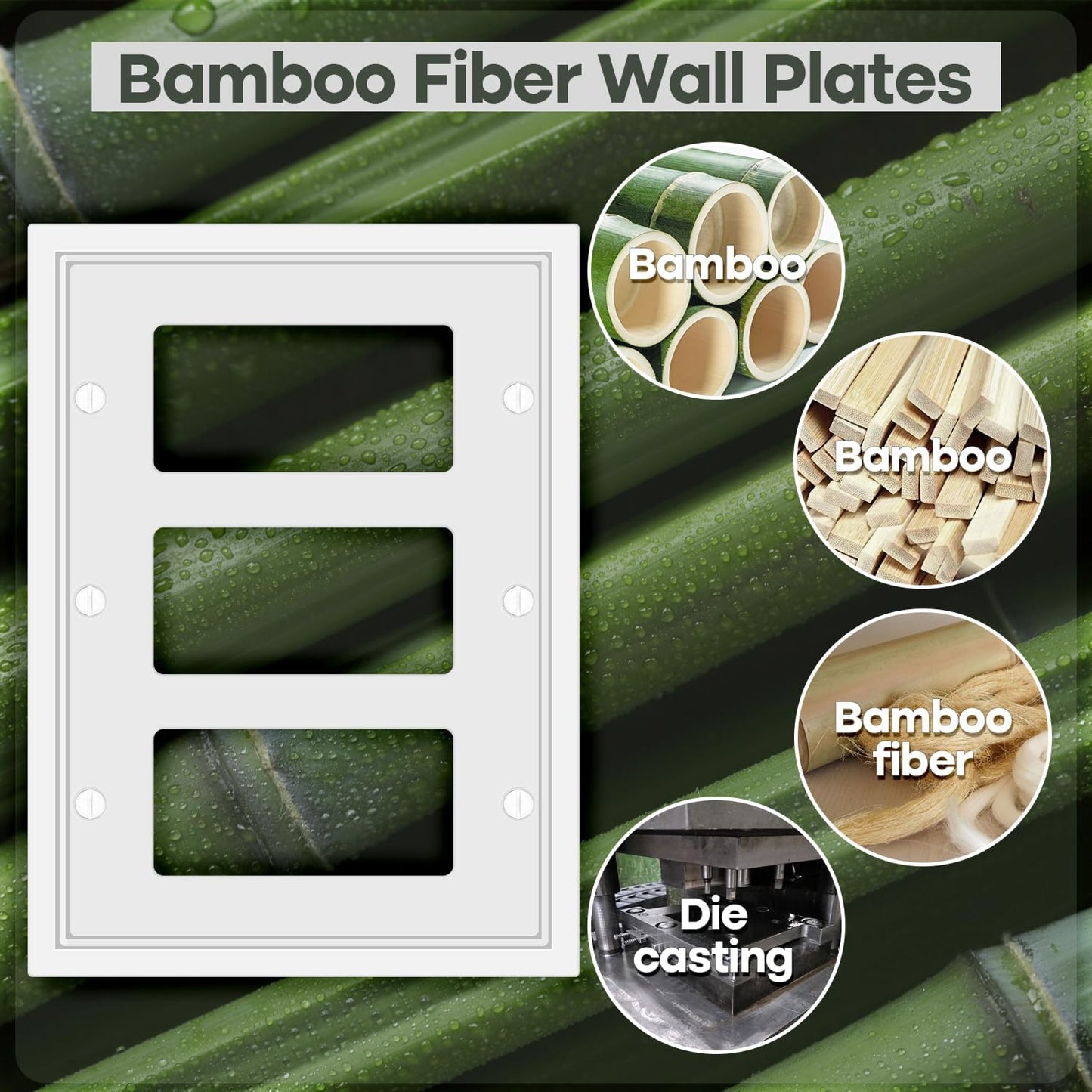 Triple Decorator Light Switch Cover Plate White Classic Decorative Rocker Switch Plates Cover 3-Gang Wall Plate Cover for Decorator, Duplex