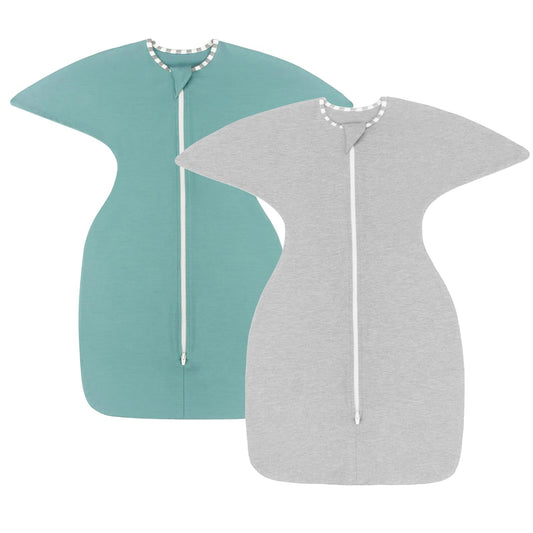 PuppyPaws Baby Sleep Sack 2-Pack Set, Transitional Swaddle, Sleep Sack 6-9 Months, Wearable Blanket Baby with 2-Way Zipper Summer, 95% Rayon derived from Bamboo, 5% Spandex