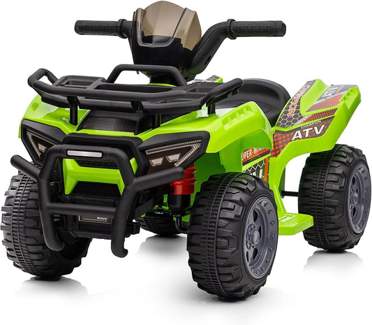 Kids ATV 4 Wheeler, 6V Ride-On Toy for Toddlers 1-3 Boys & Girls with Music, Forward & Reverse - Green