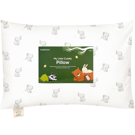 Toddler Pillow with Pillowcase - 13x18 My Little Cuddly Pillow, Viscose Derived From Bamboo Nursery Toddler Pillows for Sleeping,Kids Pillow,Small Travel Pillows,Mini Toddler Bed Pillow (Elly)