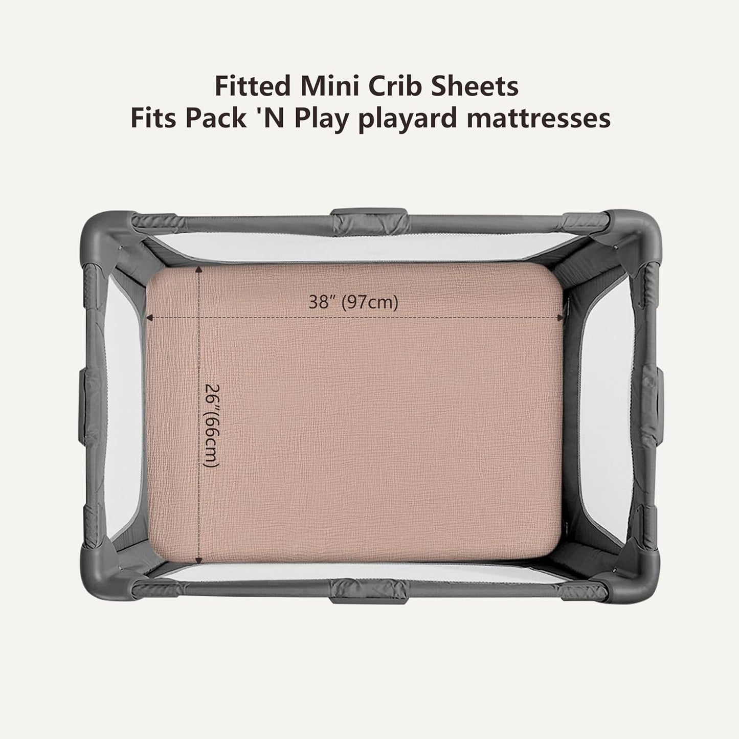 Bearmoss Muslin Mini Crib Sheets for Pack N Play Mattress - 100% Cotton - 38"x24" Soft Breathable Playard Baby Crib Sheets Neutral for Boys Girls - 2 Pack (Pink Star)