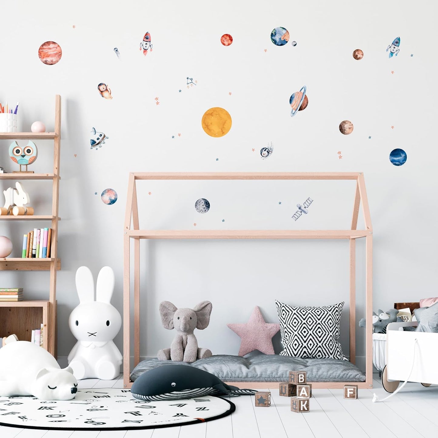 Solar System Wall Decals for Kids - Planets and Space Themed Wall Stickers by Lipastick - Peel and Stick Vinyl Decals for Boys and Girls Bedroom, Nursery, Playroom, Daycare - M Size