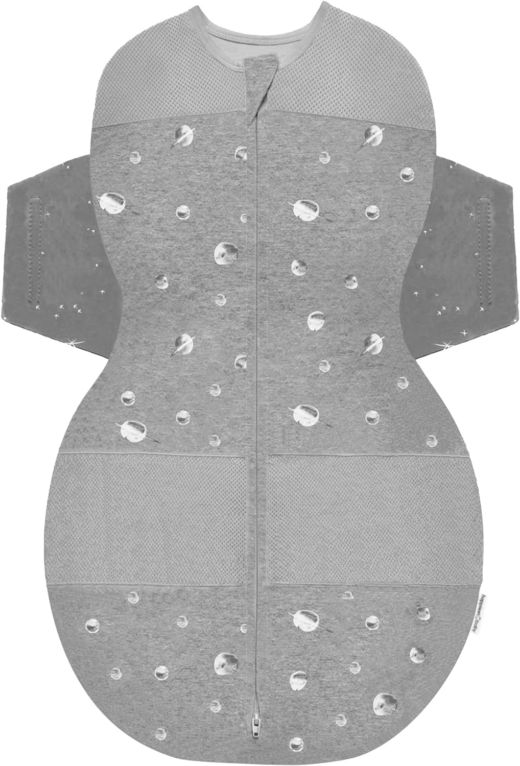 Happiest Baby SNOO Sleep Sack - 100% Organic Cotton Baby Swaddle Blanket - Doctor Designed Promotes Healthy Hip Development (Graphite Planets, Small)