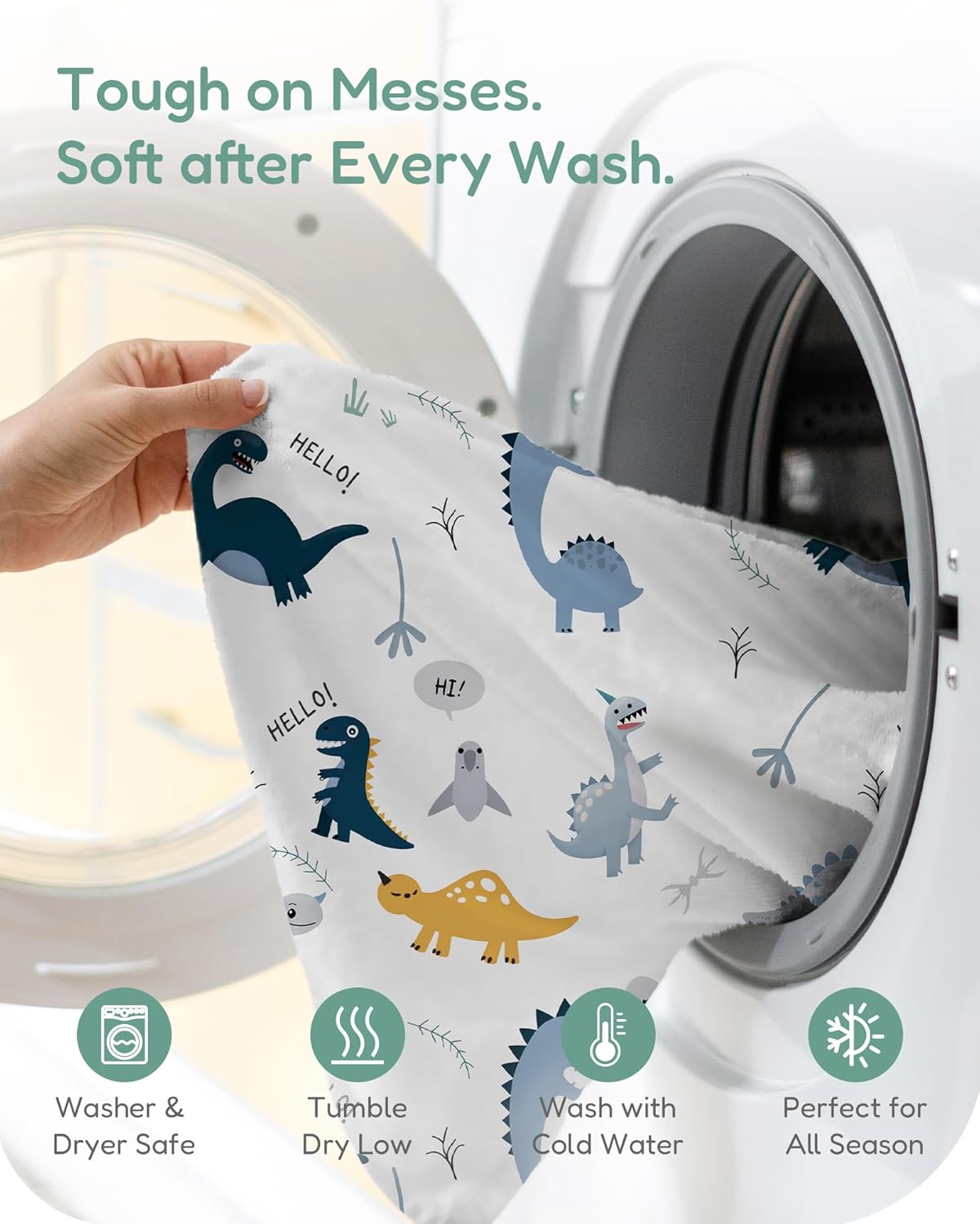 Baby Crib Sheets Boy Girl for Standard Crib Mattress - Dinosaur+Blue, Soft and Stretchy, Snug and Cozy, Fits 28''x52''x9'' Extra Deep Pocket