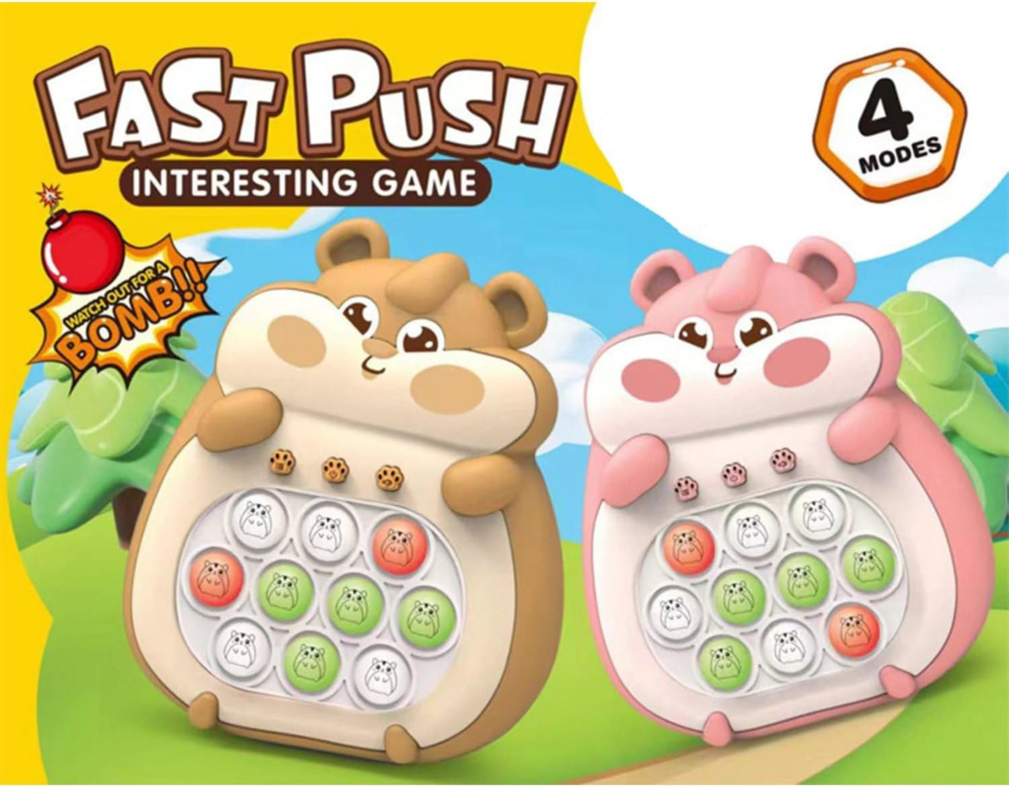 Fast Push Bubble Pop Fidget Toy, Electronic Light Up Game Console, Cool Birthday Gifts for 6 7 8 9 10-12 Year Boys and Girls Pop Up Stress Relief Toy, Concentration Speed Puzzle Game for Kids