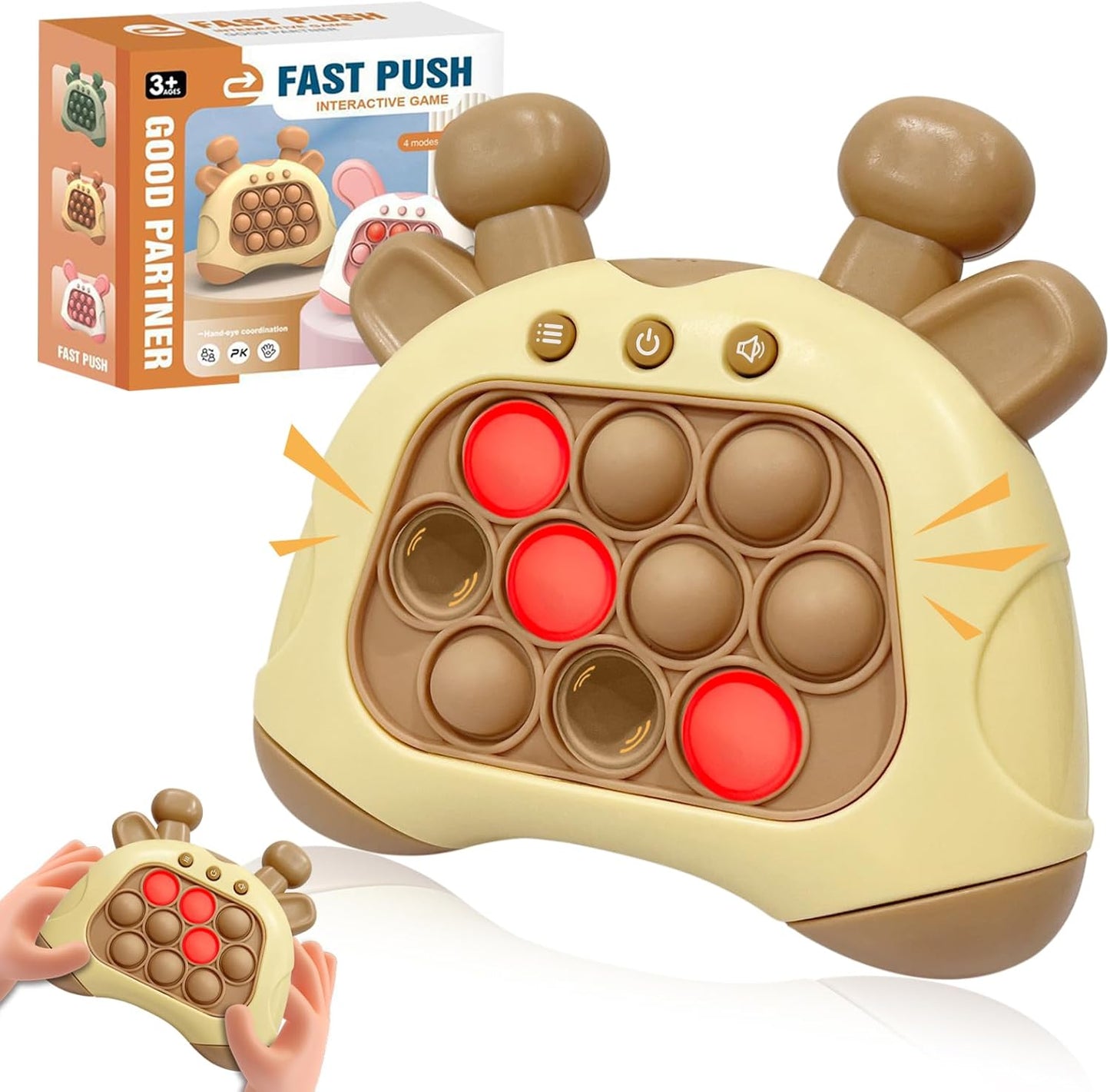 Quick Push Pop Games, Pop Pro Light Up Fidget Toys Game, Stress Relief Decompression Push Puzzle Game Console Toys Bubble Pop Fidget Game Controller Handheld Travel Game Toys for Kids 3-12 Years Old