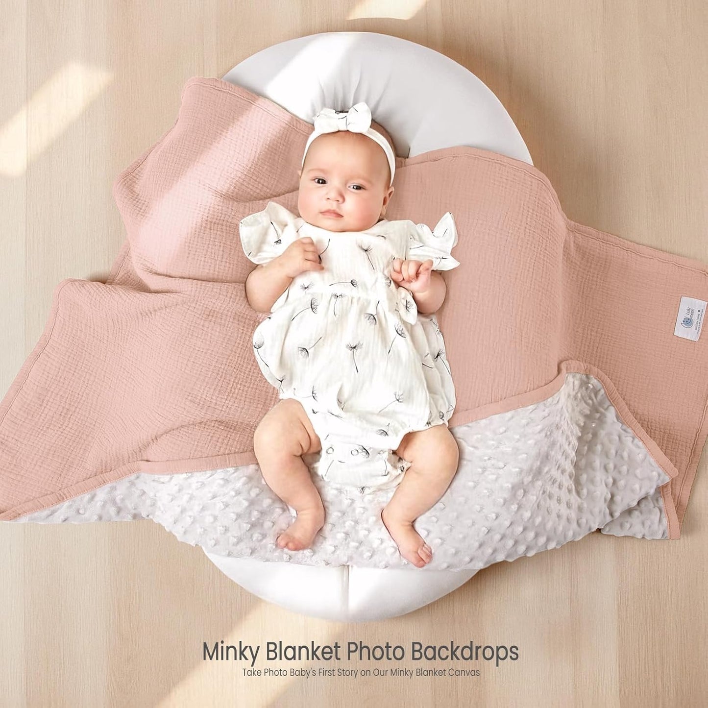 lulumoon Baby Blanket for Newborn Receiving: Minky Dot & Muslin Lightweight - Thermal Blanket Gift for Baby Shower & Hospital Welcoming 30"x40"（Pink）
