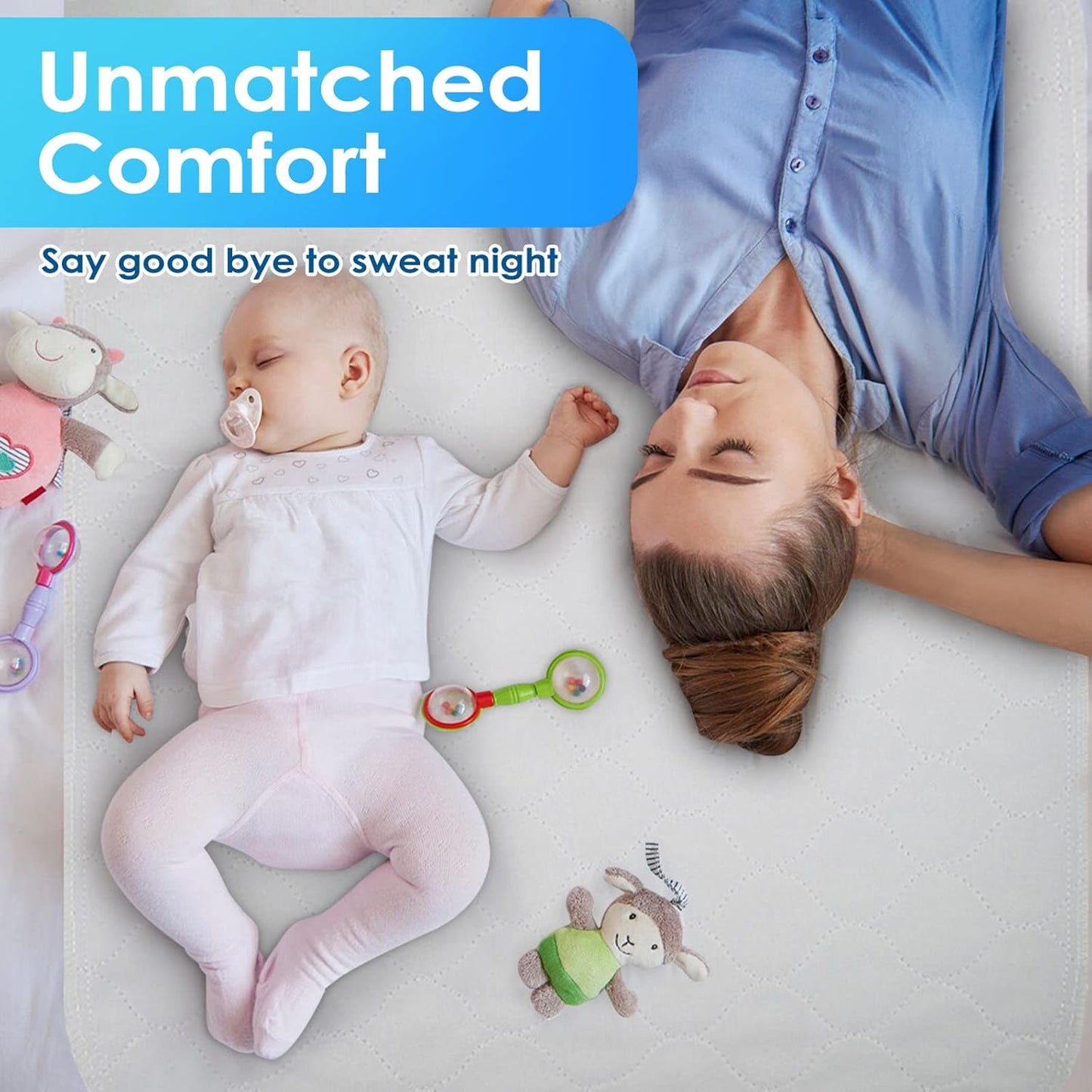 Reusable Incontinence Bed Pads 34"X52", washable bed pad, Heavy Absorbency (4-Layer) Waterproof Bed Pads (2 Packs), nonslip & Skin-friendly, Multi-scenes tailor to Kids, Adults, Elderly & Pets
