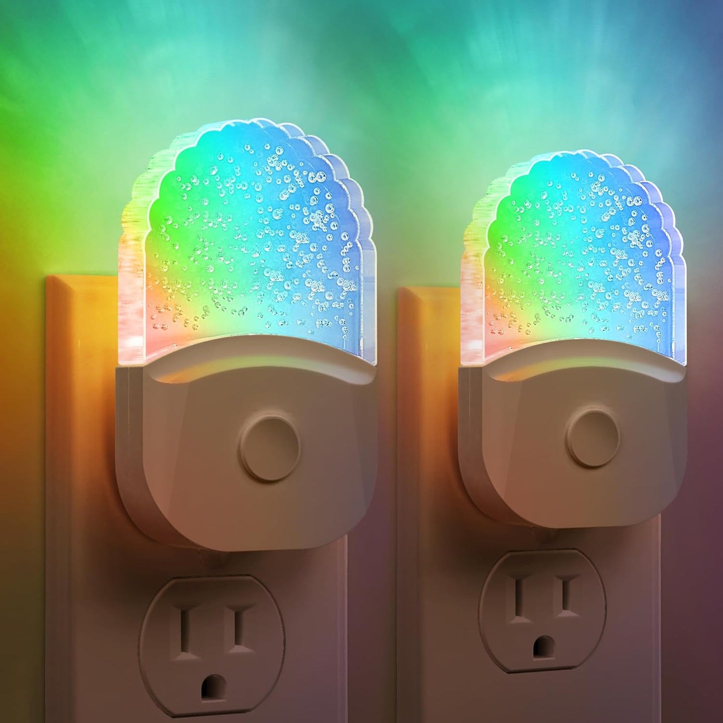 Night Lights Plug Into Wall, Color Changing Night Light for Kids, RGB Night Lights Plug into Wall 2 Pack, Soft White Nightlights Plug in with Dusk to Dawn Sensor for Kid Bedroom, Gift, Bathroom