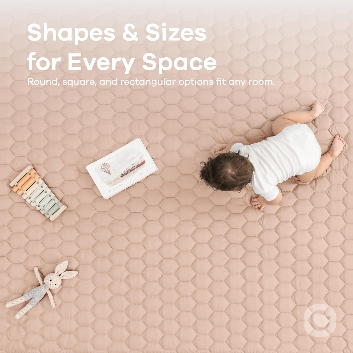 Comfy Cubs Round Kids Play Mat - Small 36 inches Soft Quilted Baby Floor Mat with Non-Slip Bottom - Plush Design for Toddlers' Playtime and Relaxation - Comfortable and Durable - Blush