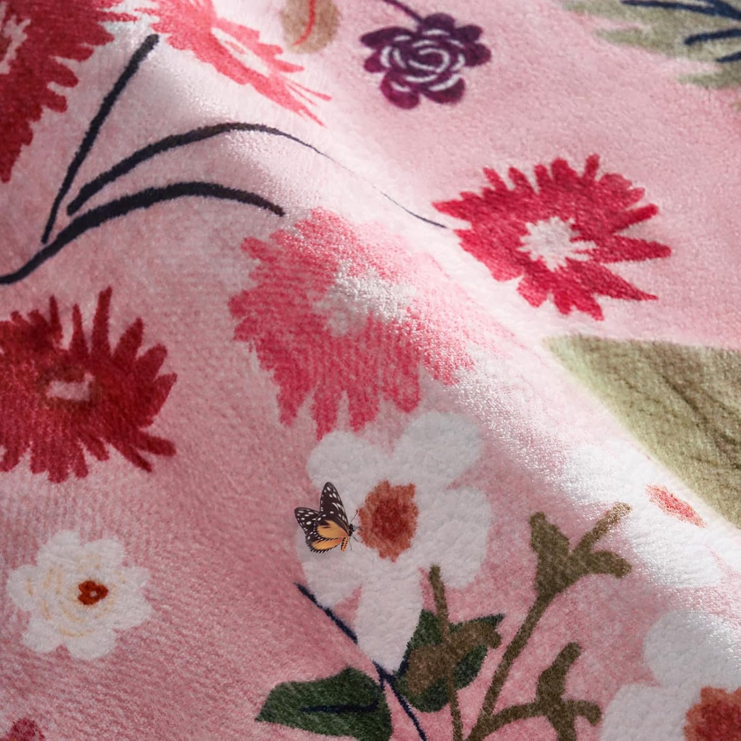 9X12 Rose Pink Rugs for Girls Bedroom Washable Floral Boho Aesthetic Carpet Rug Stain Resistant French Country Vintage Larege Area Rug for Living Room Dining Room College Dorm Kids Playroom Nursery