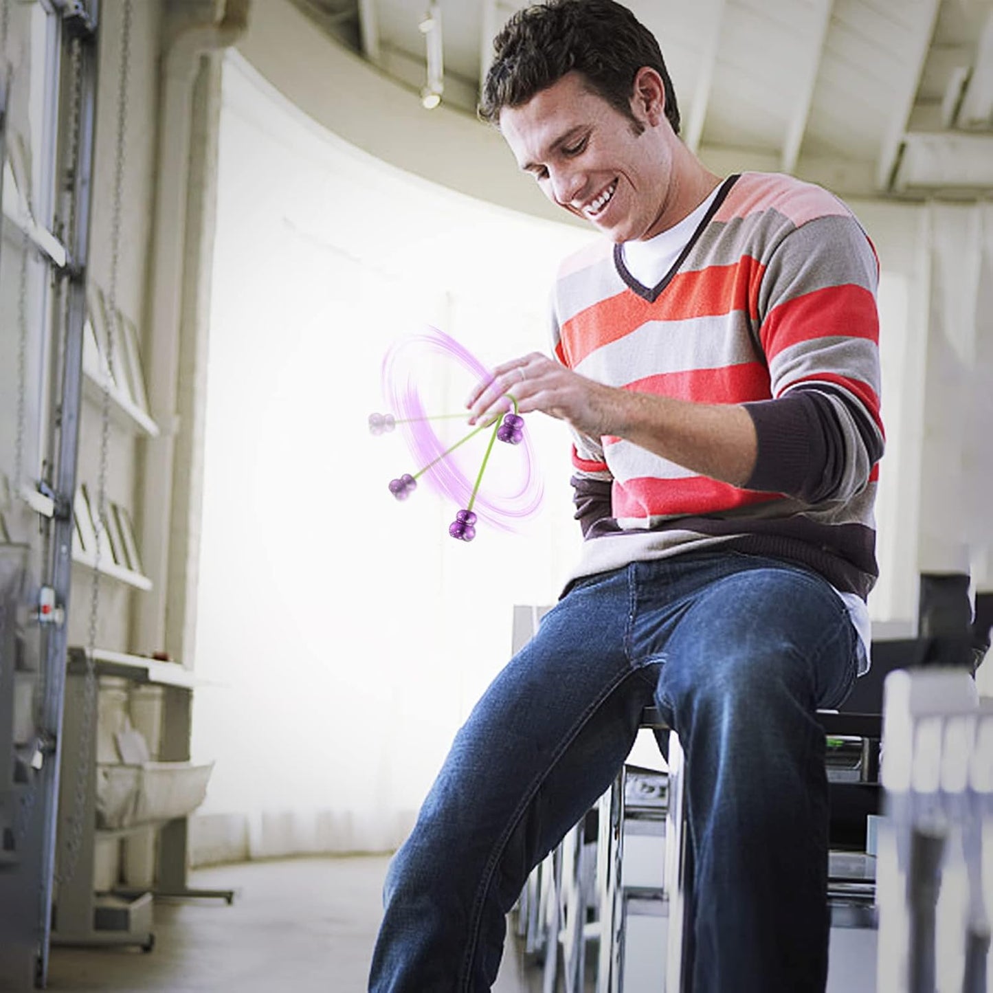 Begleri Fidget Beads - Worry Fidget Beads Spin & Bump - Made of Aluminum Alloy - for Men Women Youngs Skill Players Creates a Bit of Magic for You (Cala-Black&White)