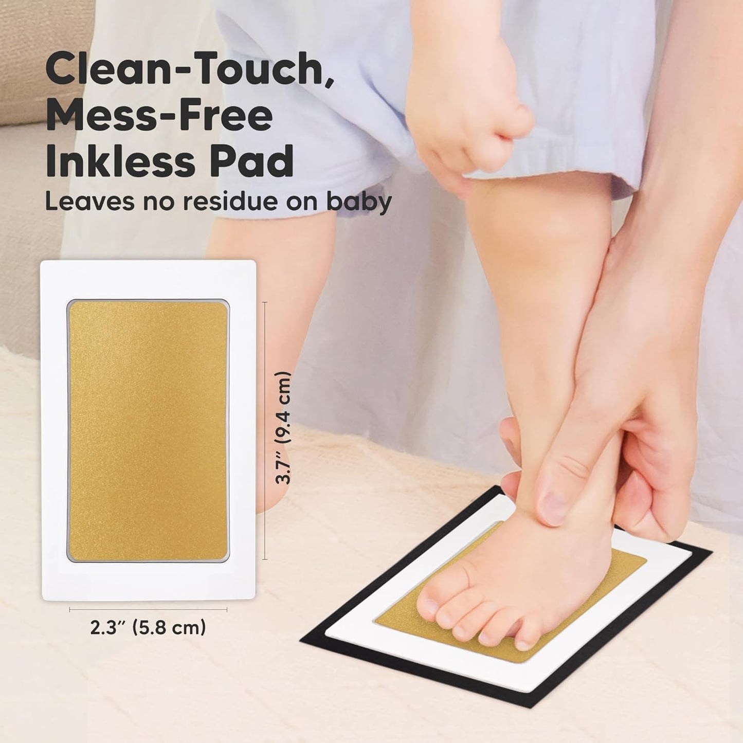 4-Pack Inkless Baby Hand and Footprint Kit - Mess Free Ink Pad for Newborn Keepsake, Dog Nose & Paw Print Kit, Clean Touch Ink Pad for Baby Hand & Footprints, Ideal New Mom Gifts (Gold/Silver)