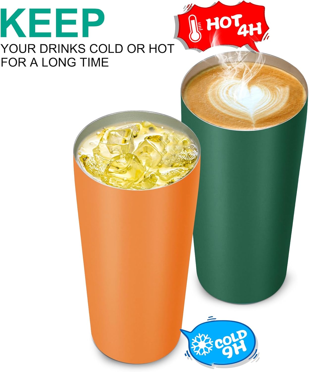 VEGOND 20oz Tumbler Stainless Steel Tumbler with Lid And Straw Vacuum Insulated Double Wall Travel Coffee Mug(dark green package 6)