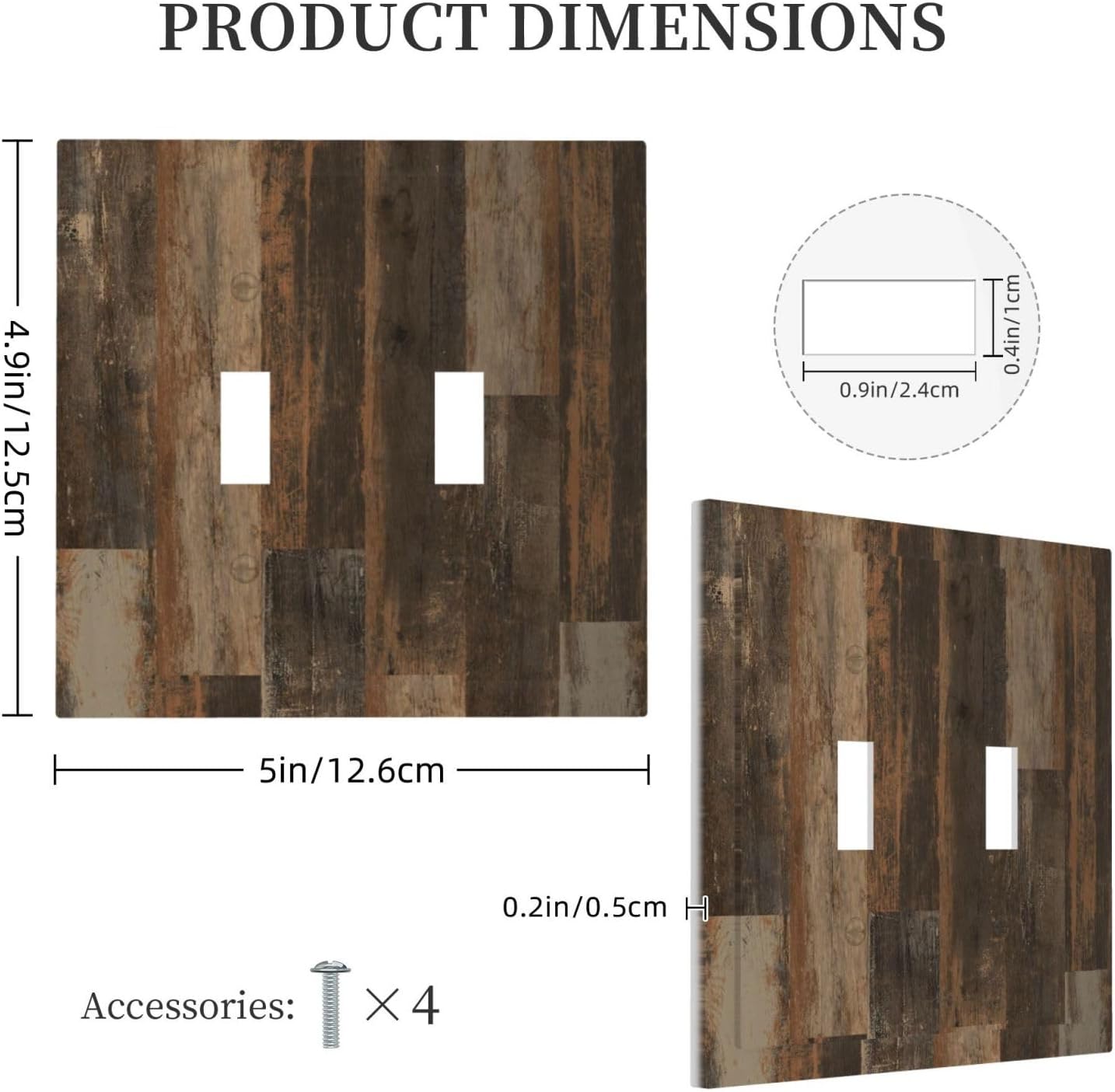 Rustic Brown Wood Grain Dark Oak Decorative Switch Plates 2 Gang Double Toggle Outlet Light Switch Cover Wall Plate Electrical Faceplate for Farmhouse Home Decor