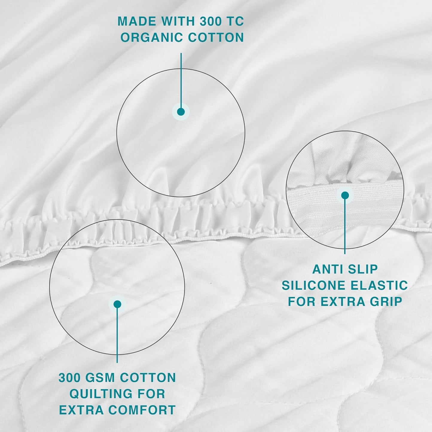 FABDREAMS Organic Quilted Mattress Protector Full Size | Mattress Pad| Mattress Cover| Naturally Breathable | Noiseless| Fits up to 17" Deep Pockets| Temperature Regulating | Full | White