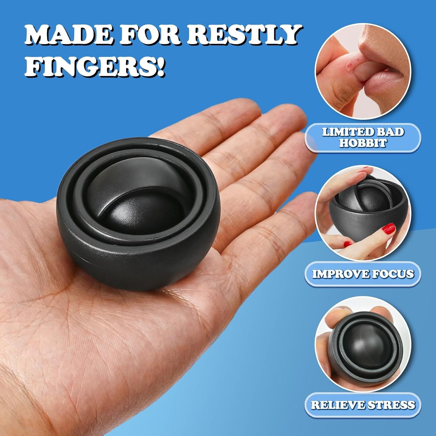 Fidget Toys Adults 2 PCs , Sensory Figette Spinner Anxiety Stress Relief Toys Quiet Fidgets Gyro for Autism ADHD Kids Gifts Cool Gadget Office Desk Toy Easter Basket Stuffers for Teen Boys