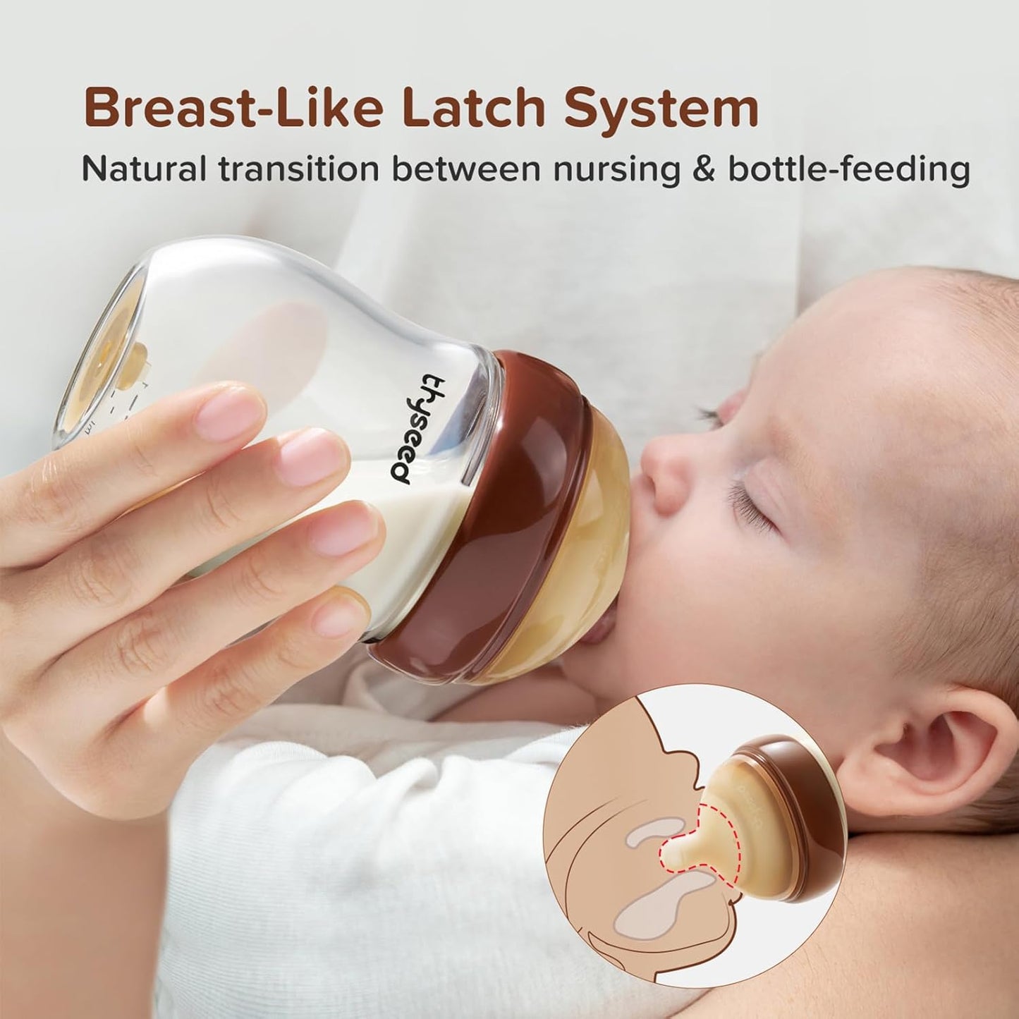 Glass Natural Anti-Colic Baby Bottles | Newborn Breast Like Nursing Bottle for Breastfed Babies with Nipple(3-7 Months),8oz,1pack