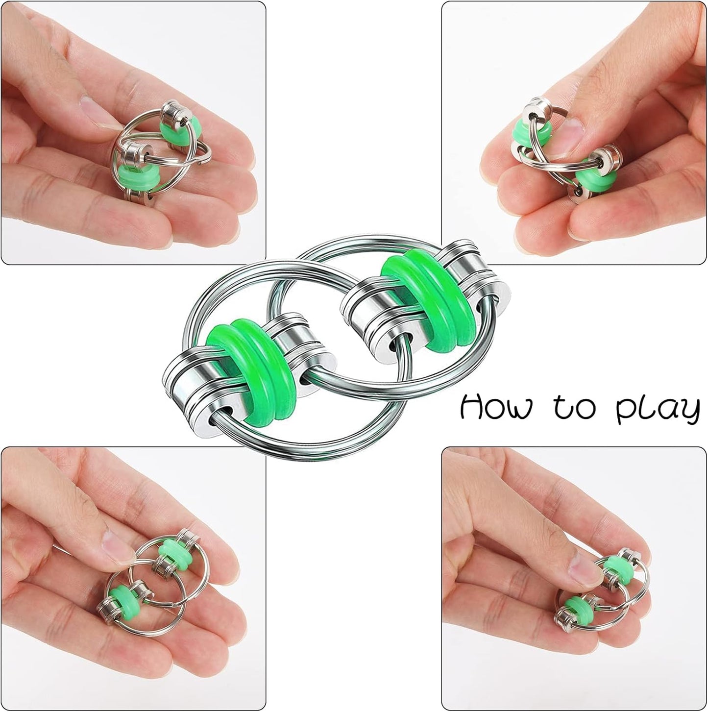 8 Pcs Hand Fidget Toys for Adults Roller Bike Chain Gyro Fidget Spinners Flippy Chain Mesh Marble and Spiky Fidget Rings Desk Silent Fidget Toys for Adults Teens Anxiety and Stress Relief
