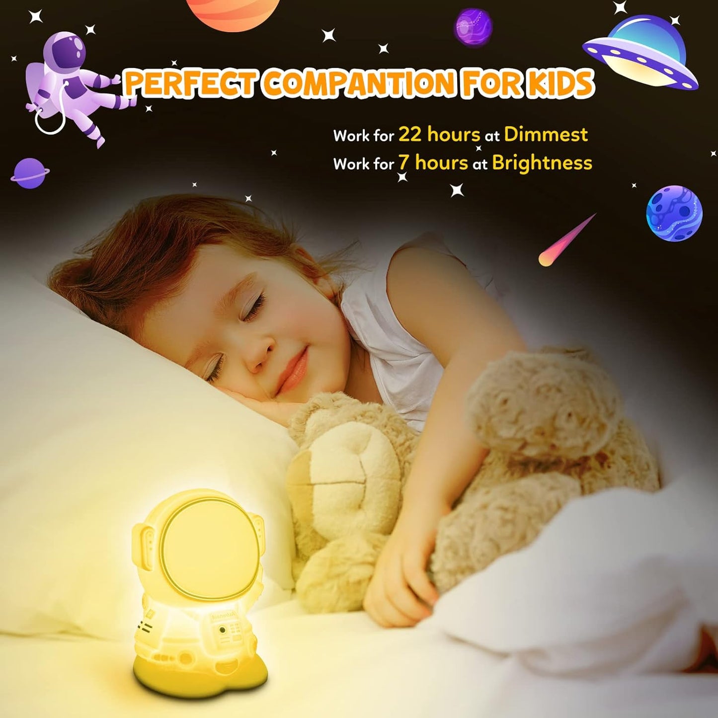 Astronaut Night Light for Kids Room Night Lamp Children Toddler Room Decor Silicone Baby Nursery Night Lights