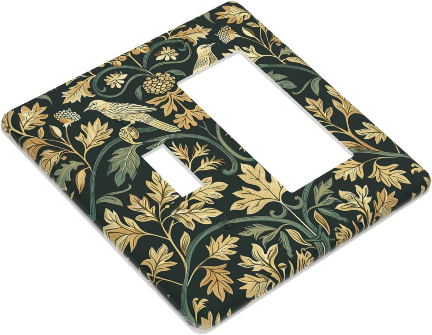 Outlet Covers William Morris Vintage Botanical Birds Golden Green Leaves 1 Toggle 1 Rocker Combination Decorative Wall Plate Electrical Switch Plates Light Switch Cover Plate for Bedroom