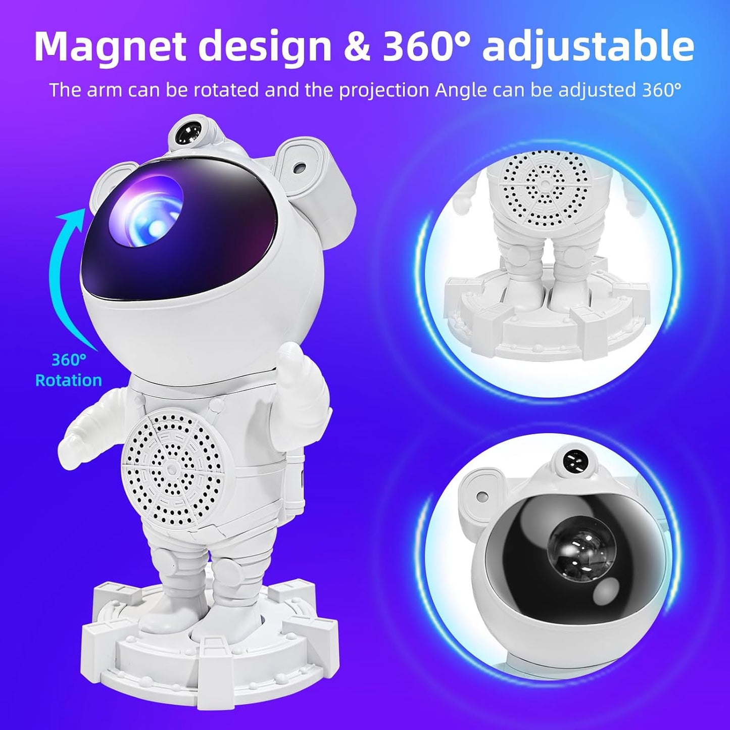 Astronaut Galaxy Projector-Star Projector,Bluetooth Speaker,White Noise, Star and Moon Galaxy Lights for Bedroom with Timer and Remote, Nebula Night Light 360° Adjustable, Starry Space Ceiling Lamp