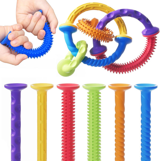 Sensory Toys Kids Fidget Toys: 8 Pack Textured Suction Toys for Classroom and Bathroom - Calm Down Fidget Toys for Kids
