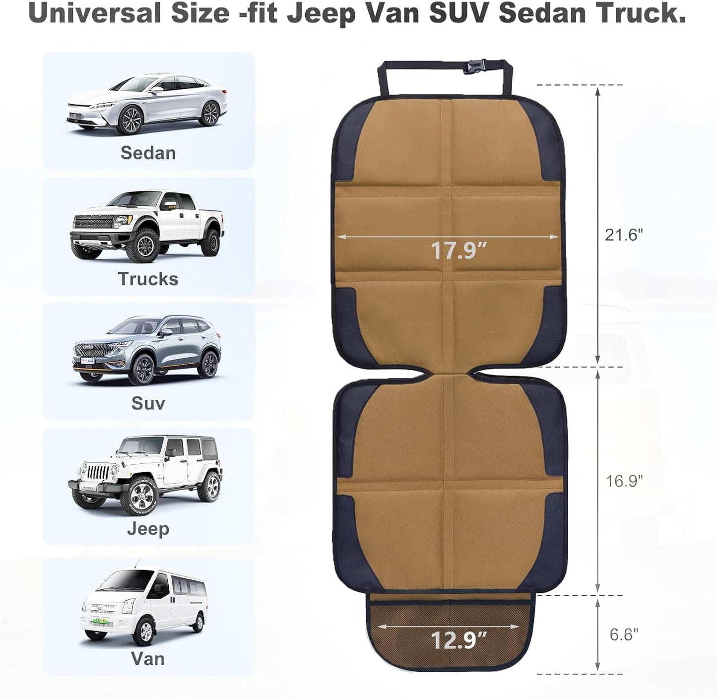 Car Seat Protector for Child Car Seat, 2 Pack Baby Car Seat Covers with Mesh Pockets & Non-Slip Backing 600D Durable Seat Protector