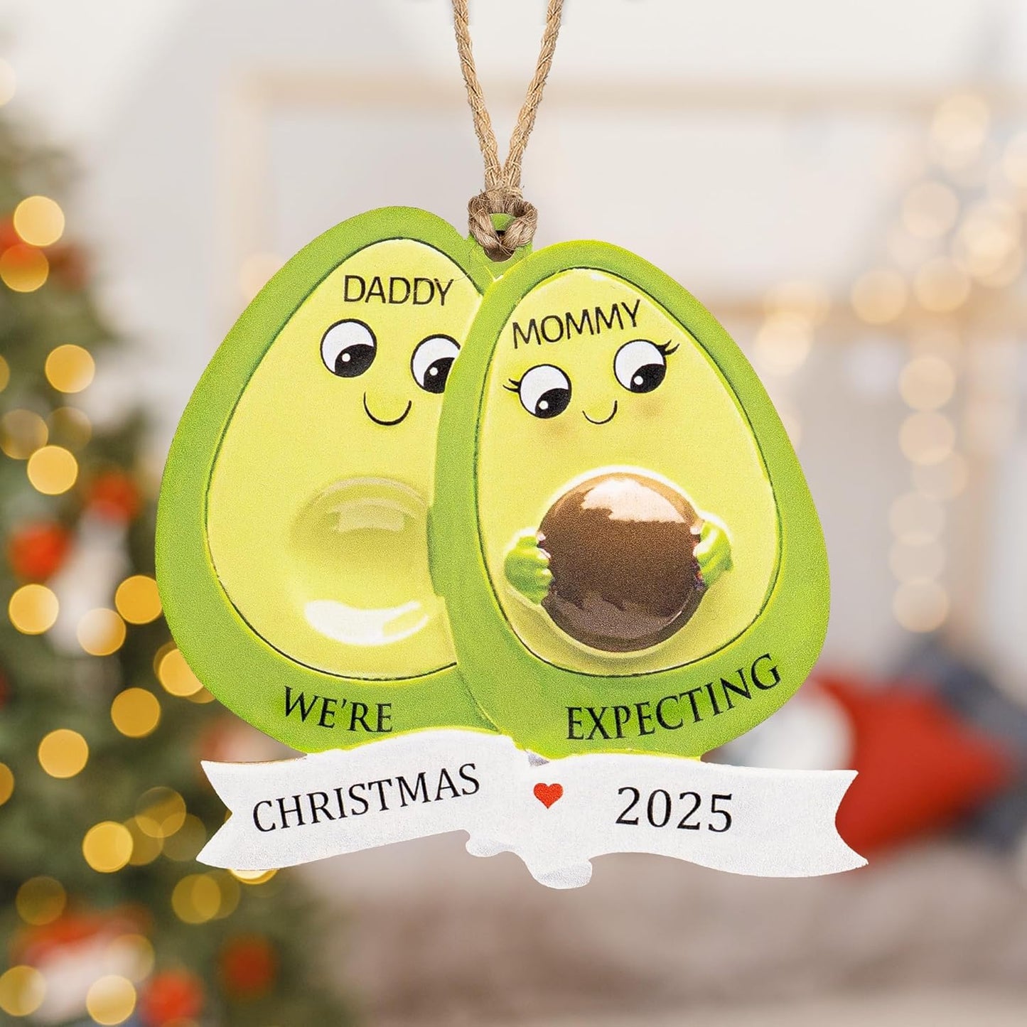 Pregnancy Ornament for Expecting 2025, Cute Avocado Ornaments for Christmas Tree, Baby Bump Ornament Gift, Christmas Ornaments 2025, Baby Coming Soon, Pregnancy Announcement Keepsake, Baby Gifts