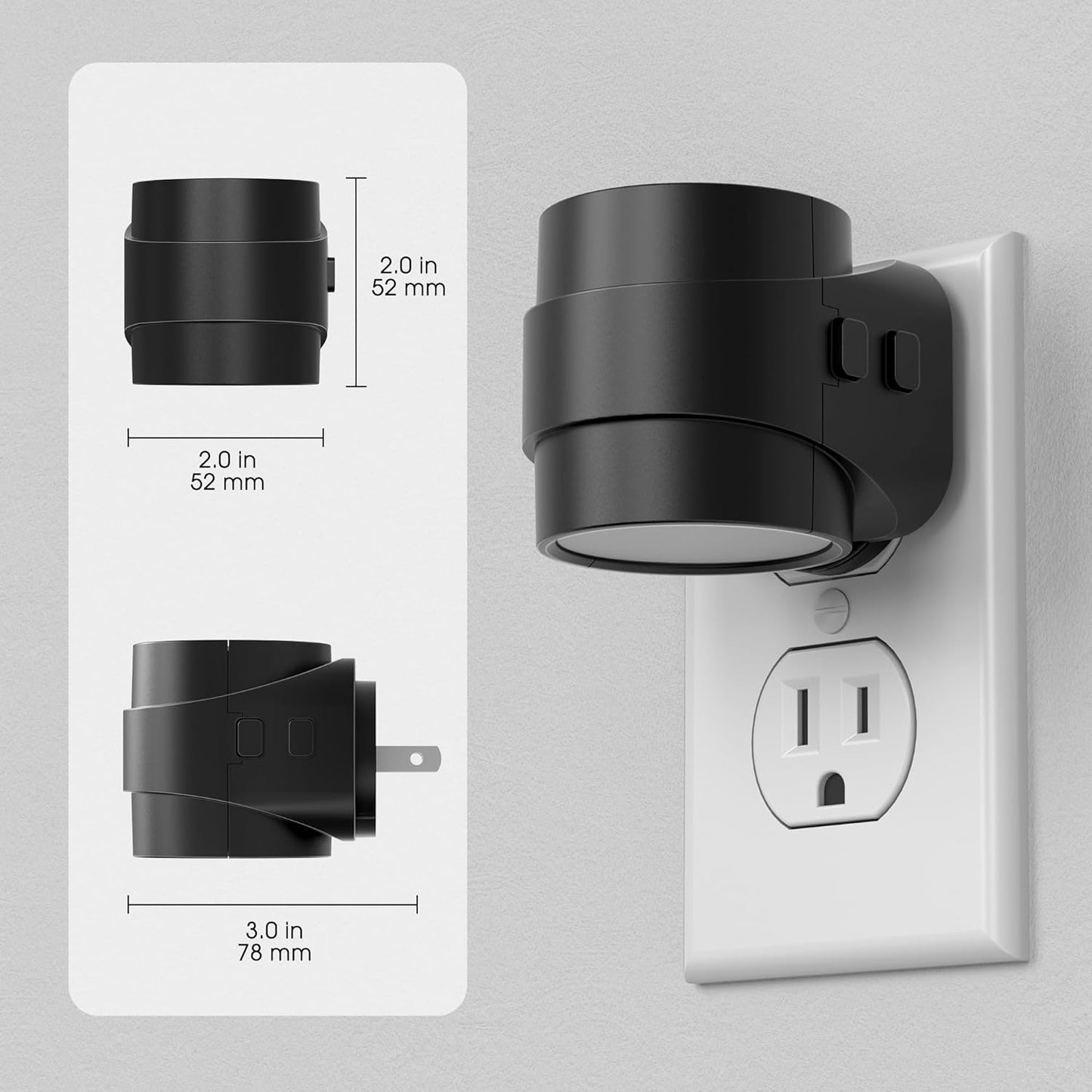 Briignite Night Light Plug into Wall[2 Pack] - Dimmable LED Night Light with 3000K/4000K/5000K & 3 Brightness Levels for Baby Nursery, Hallway, Bathroom, Kids Room, 3CCT