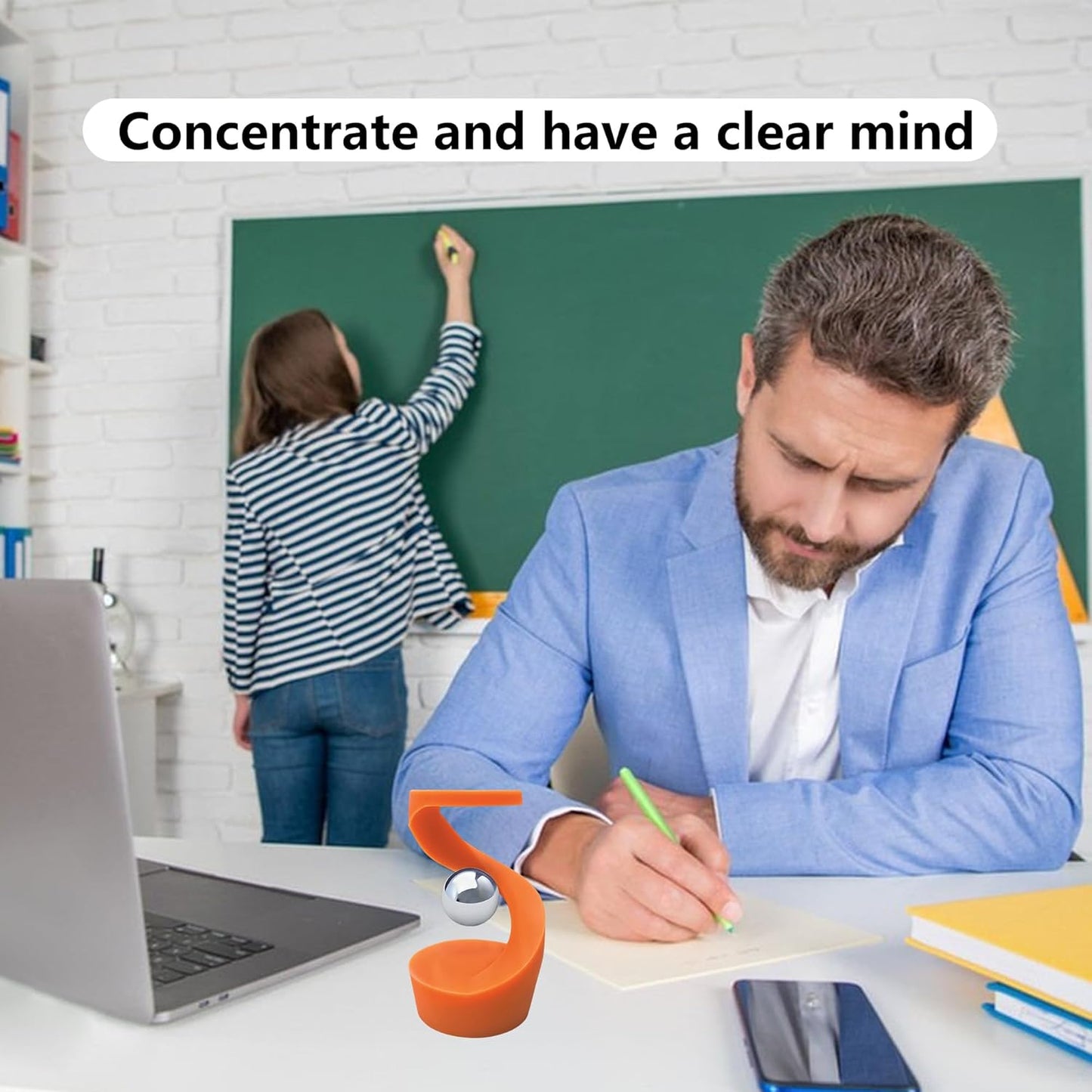 Kinetic Spinning Desk Toys,Rotating Left and Right,with a Unique Visual Illusion,Keep Focus,Relieve Stress,Executive Desk Toy Gifts for Adult Teen Children-Orange