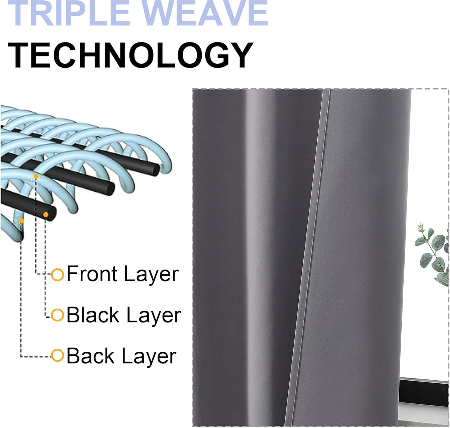 Simplebrand Ava Light Grey Short Blackout Curtains for Bedroom 45 Inches Long 2 Panels Set, Solid Thermal Insulated, Energy Saving Window Treatment Curtains Blackout Drapes, W40 x L45 Inch, Light Grey