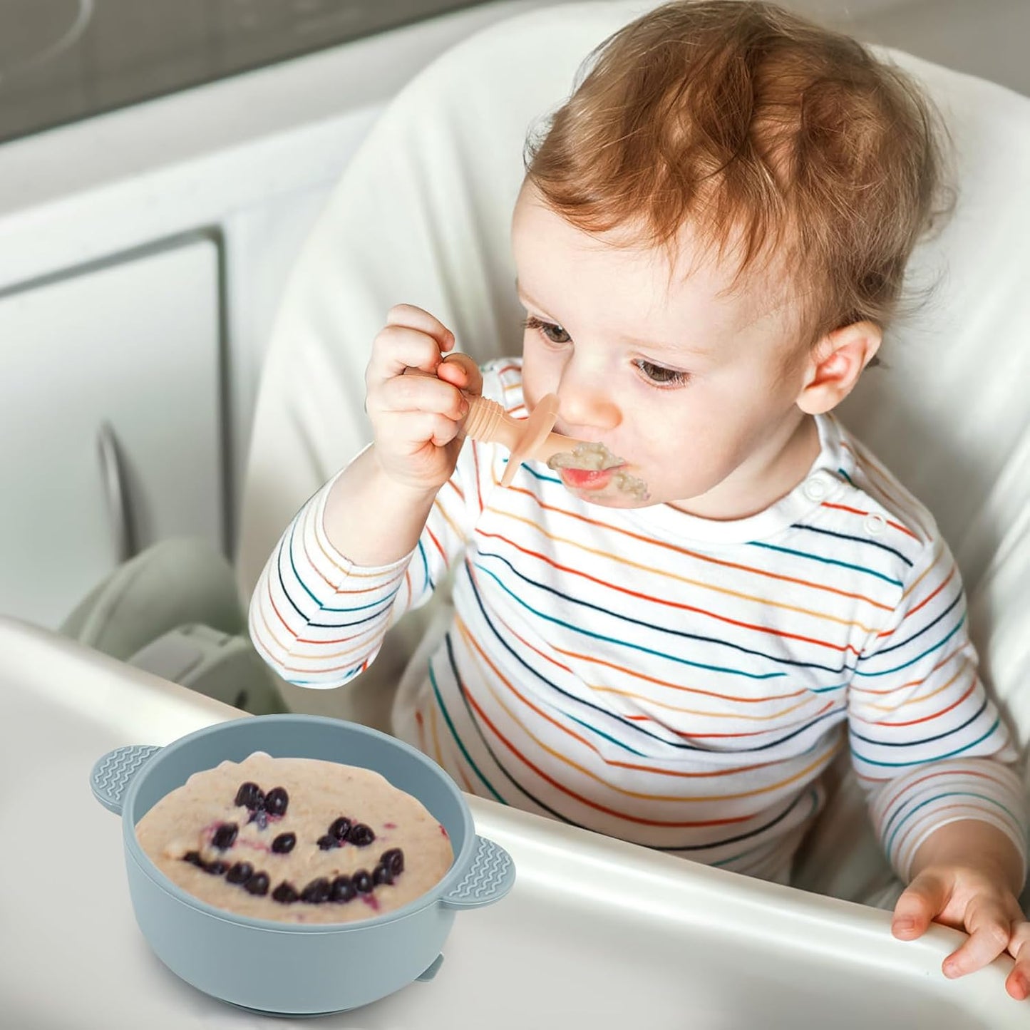 Baby Spoons and Forks Feeding Set, 6 Pack Silicone First Stage Self Feeding Toddler Utensils, BPA Free, Baby Led Weaning Supplies for Training Spoons