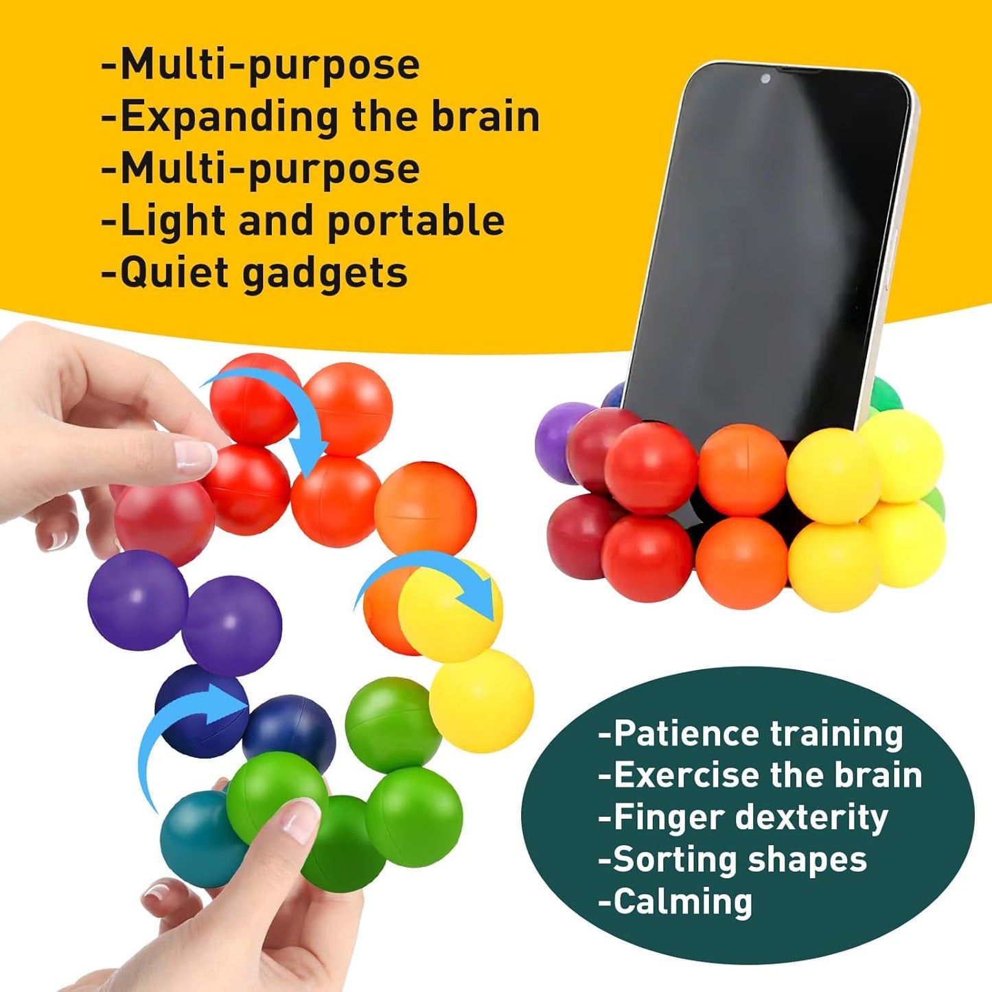 Fidget Toys for Adults Kids, Sensory Toys for Kids with Autism, Educational Ball Kids Toys for 3-12 Year Boys and Girls Toddler Travel Toys, Stocking Stuffers for Adults and Kids