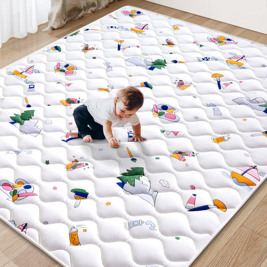 Vibe bear Baby Play Mat 6ft X 4ft, Thicker Foam One-Piece Crawling Mat, Extra Large Anti- Slip Crawling Mat Activity Playmats for Babies,Toddlers, Infants, Play & Tummy Time