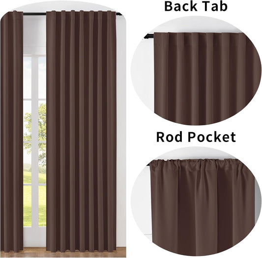 Joydeco Custom Blackout Curtains for Bedroom, 1 Panel Room Darkening Curtains & Drapes for Living Room Window Rod Pocket Back Tab (Custom Size,Chocolate)