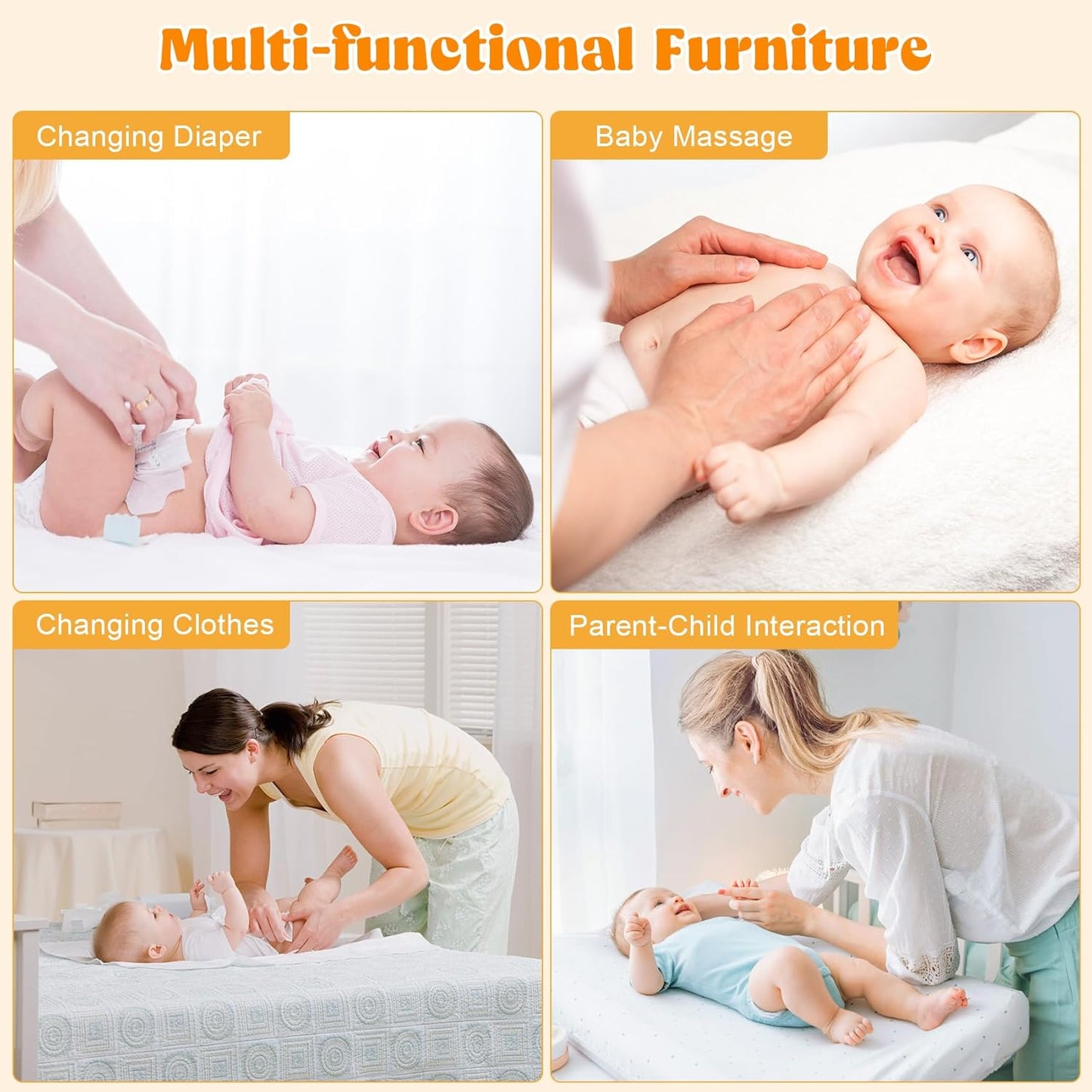 Baby Dresser with Changing Table Top, Baby Changing Table Dresser with 5 Drawers and Adjustable Shelves, Multi-Functional Diaper Changing Station, Nursery Organizer for Kids Bedroom, White