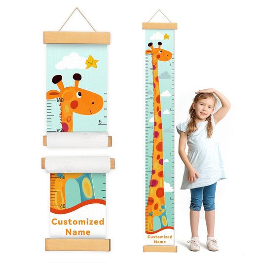 Customize Name Kids Height Chart for Wall, Giraffe Growth Chart for Wall, Kids Growth & Measuring Chart in Inches, Fun & Stylish Height Tracker for Children, Nursery Decor Essentials