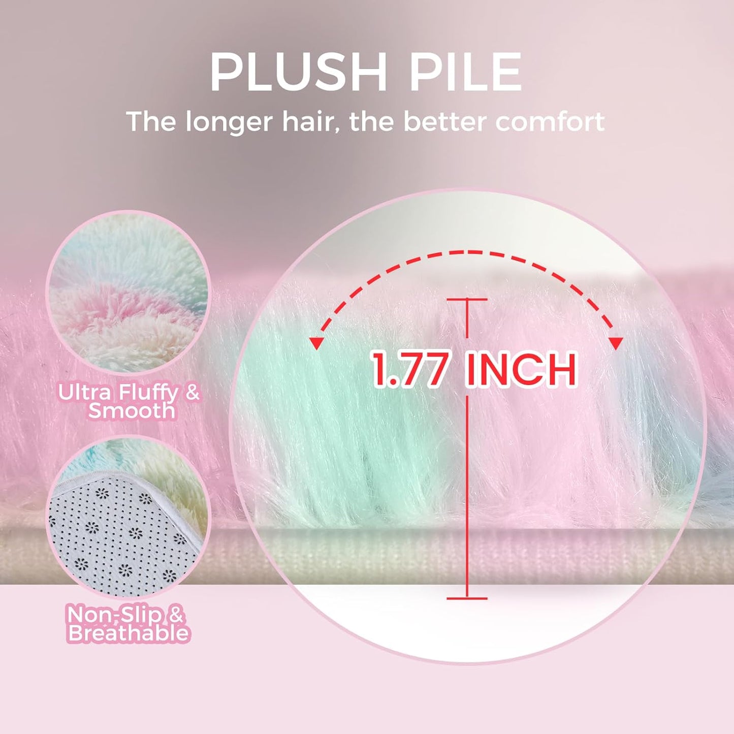 Ultra Soft Rug for Living Room, 9X12 Fluffy Shag Area Rug for Bedroom, Modern Shaggy Carpets Fuzzy Rug for Teens Dorm Nursery Home Decor Aesthetic, Upgrade Anti-Skid Durable, Rainbow