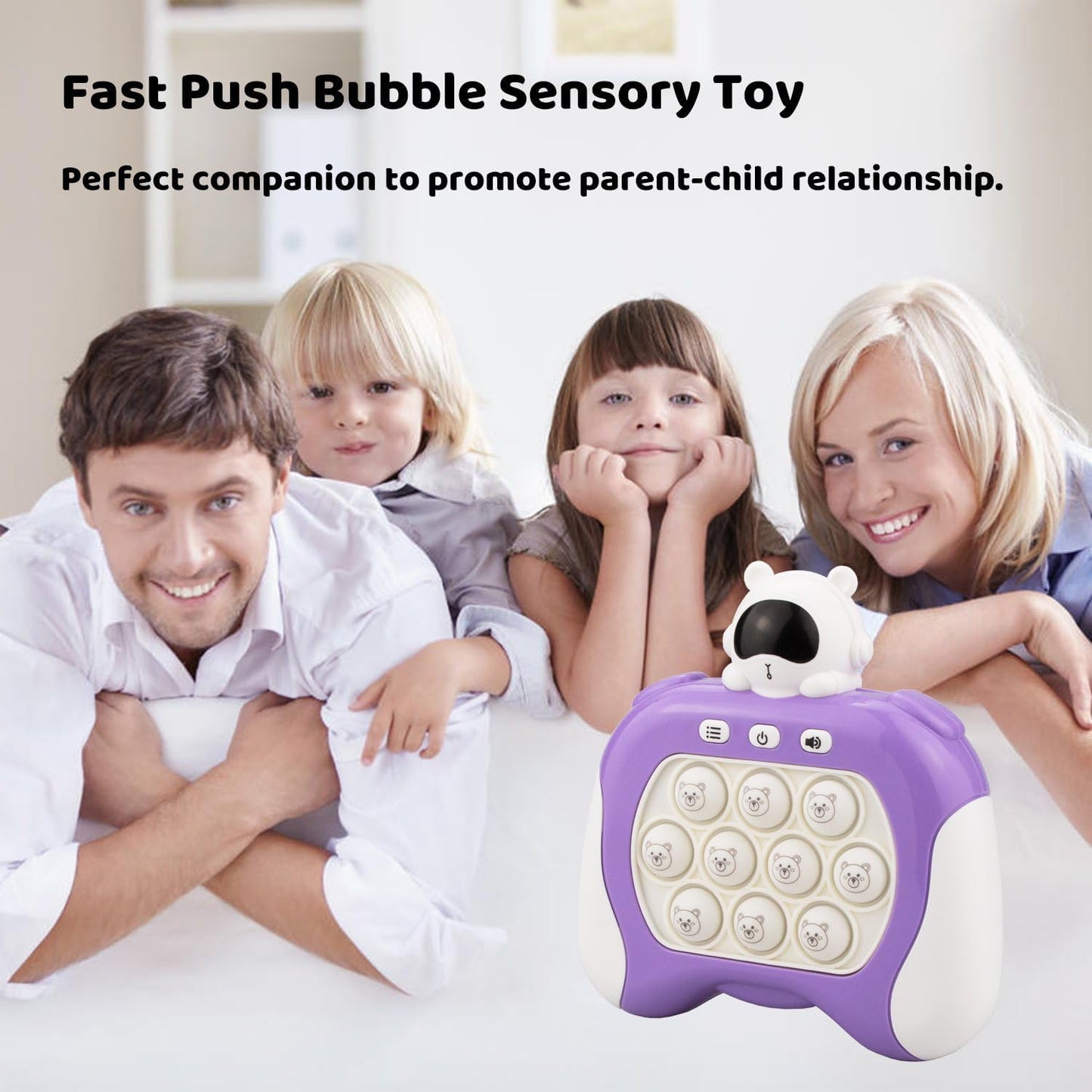 Fast Quick Push Bubble Pop Fidget Toy, Electronic Light Up Game Console, Cool Birthday Present for 6 7 8 9 10-12 Year Boys and Girls Pop Up Stress Relief Toy, Concentration Speed Puzzle Game for Kids