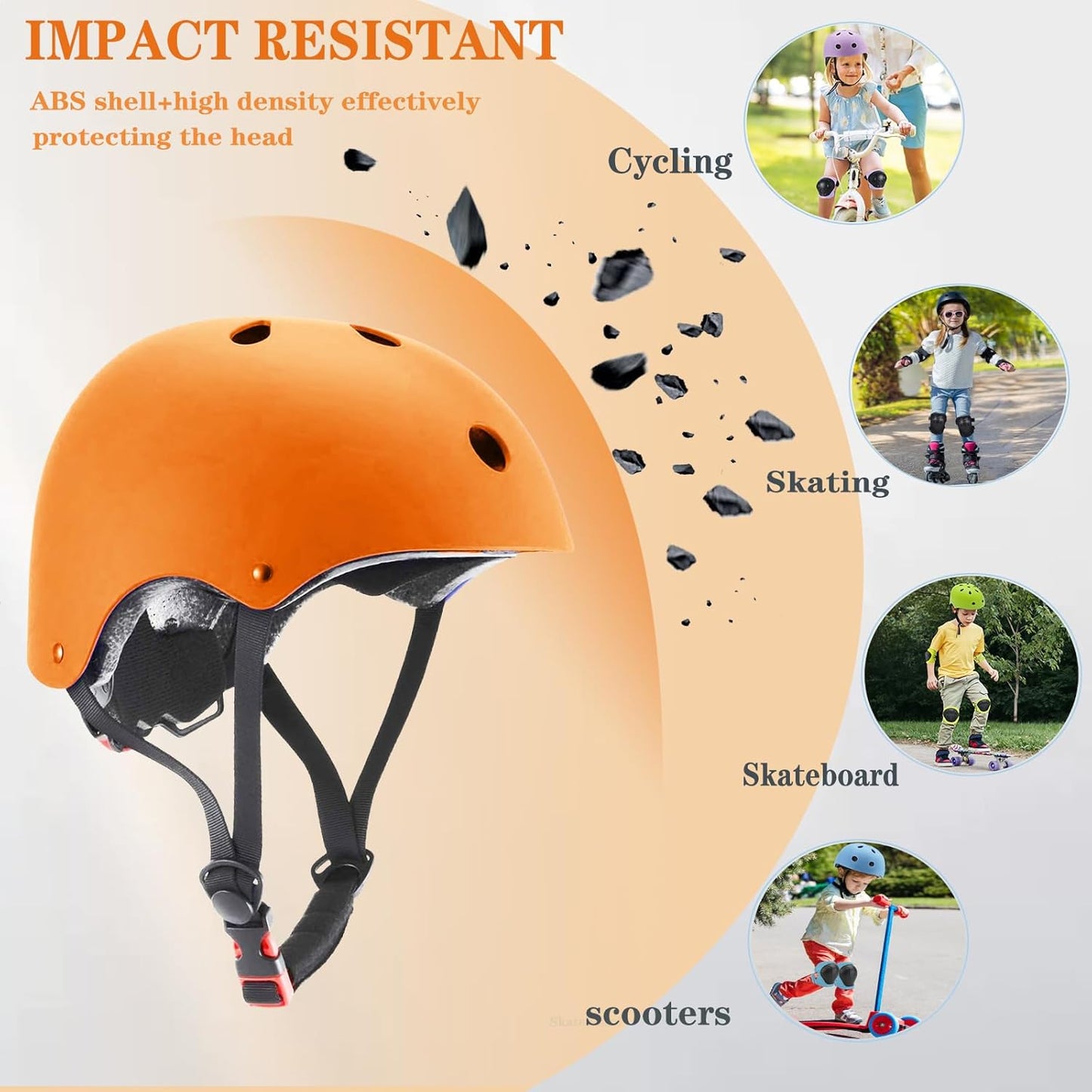 Kids Helmet,Toddler Skateboard Helmets for Ages 2-3-5-8-14 Years Boys Girls with Knee and Elbow Pads Wrist Guards fit Roller Skates,Skateboarding,Skating Scooter Adjustable Kids Helmet