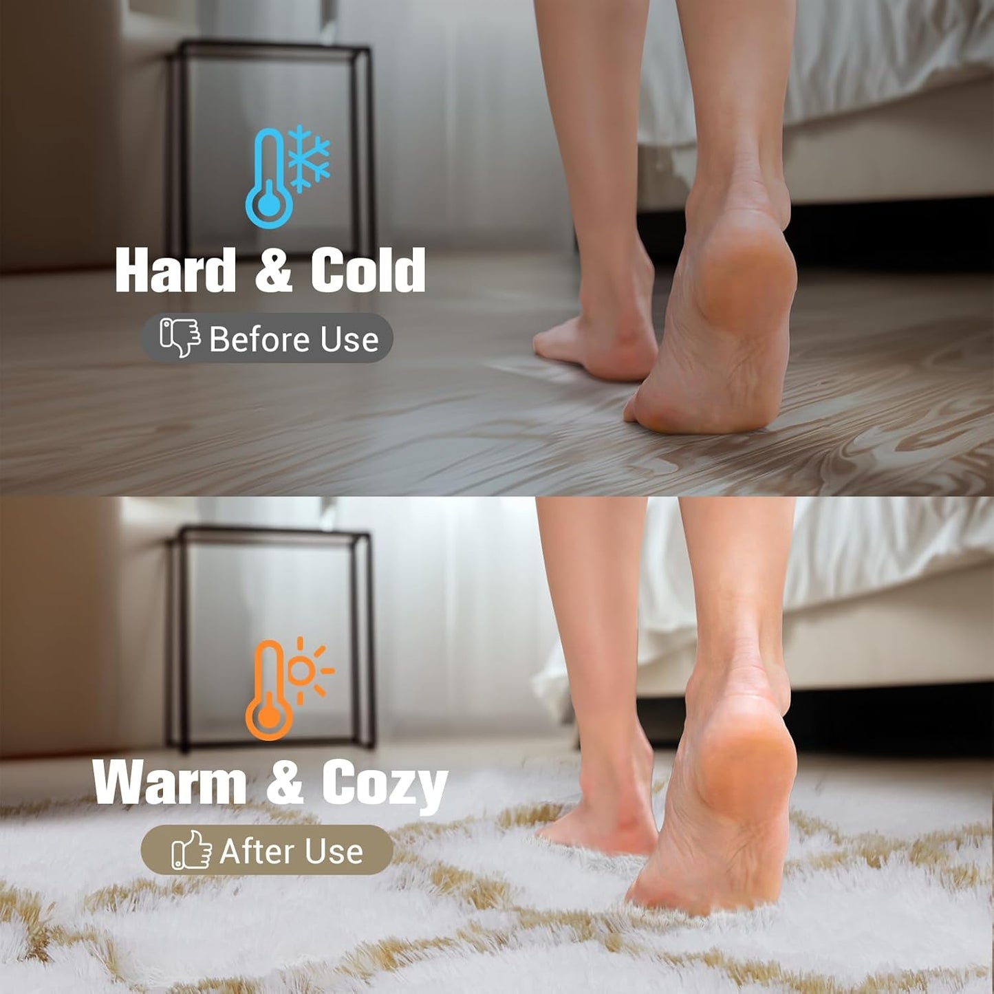 Fluffy Rug for Bedroom, Stripe Checkered Rug Anti-Skid High Pile for Living Room Bedroom Kids Room Nursery, Dorm Home Decor