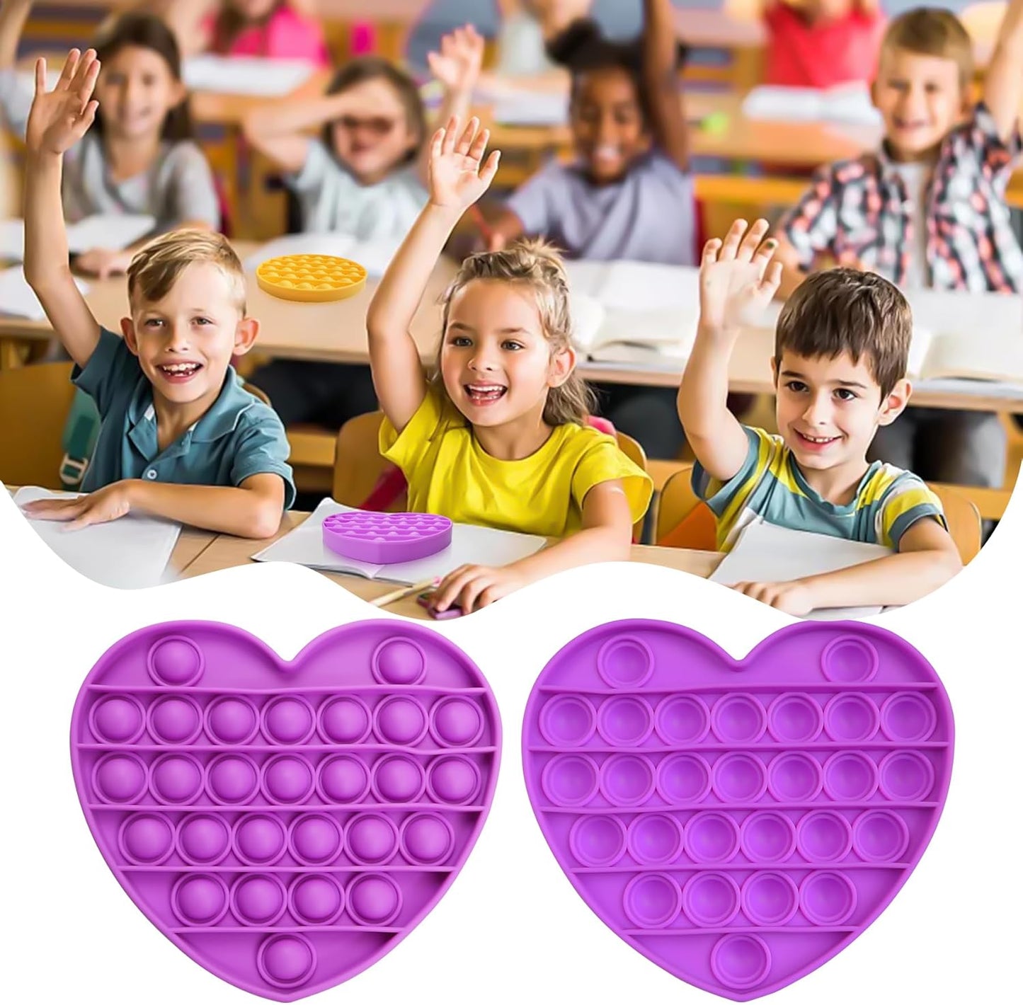 4 Pack Pop it Fidget Toys, Silicone Push Pop Fidget Toy for Kids & Adults, Stress Relief Bubble Toys for Learning Education Office Classroom ect