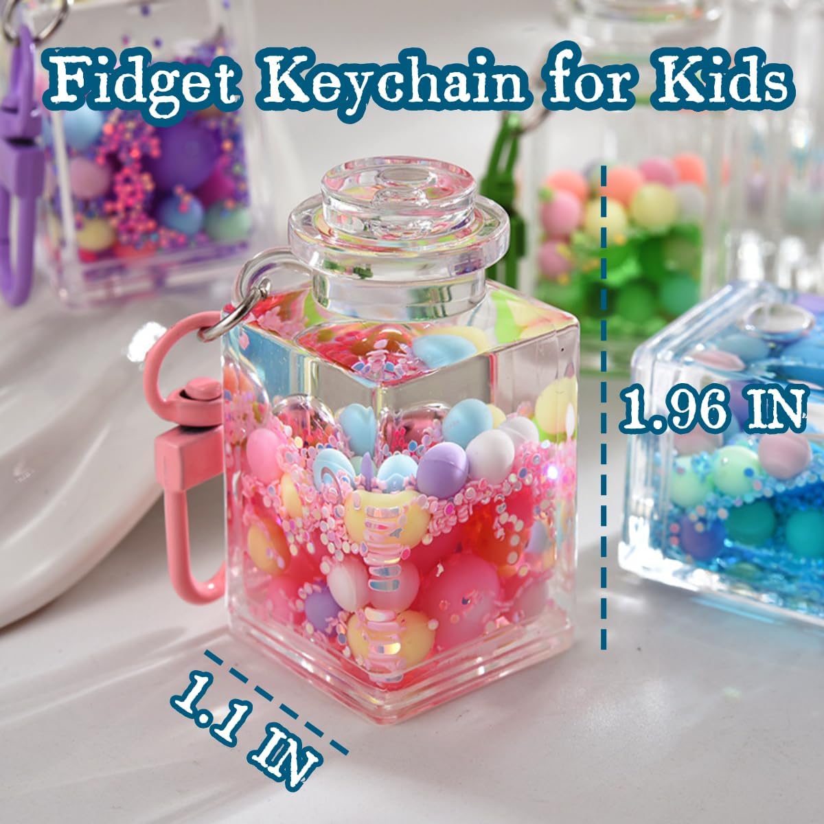 Backpack Keychains for Kids,Colorful Liquid Motion Keychain,Sensory Toy for Stress Relief Oil Bottle Key Chain Pendant Relaxing Calming Fidget Toys for Sensory Play 4 Colors