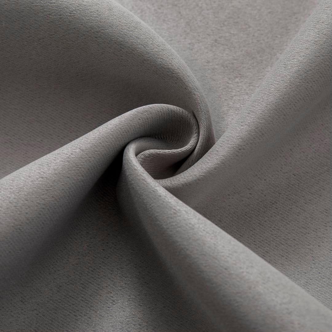 Joydeco 90 Inch Blackout Curtains for Bedroom, Thermal Insulated Black Out Curtains, Room Darkening Drapes for Living Room Window Rod Pocket Back Tab (W37 x L90 Inch, Light Grey)