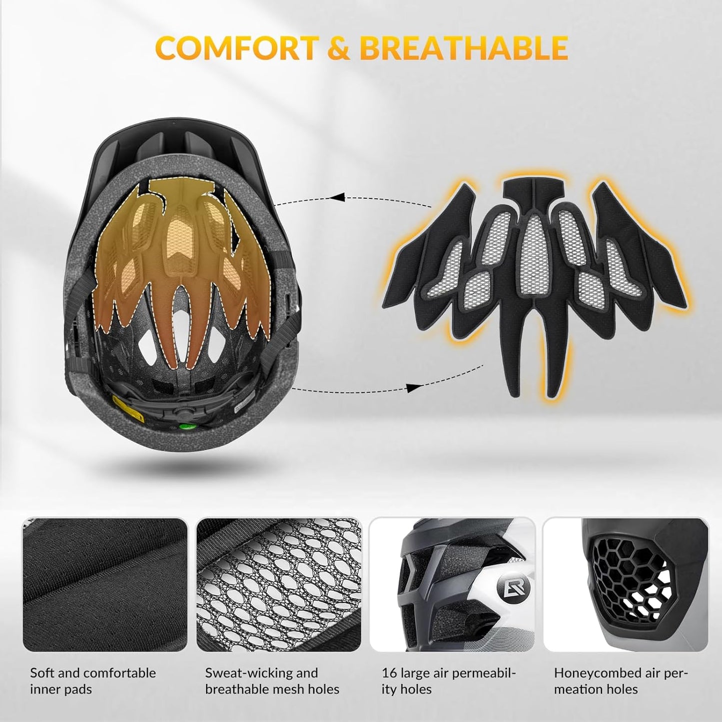 ROCKBROS Kids Bike Helmet Adjustable Detachable Full Face Bike Helmet for Children Bicycle, Skateboard, Scooter, Protective Gear