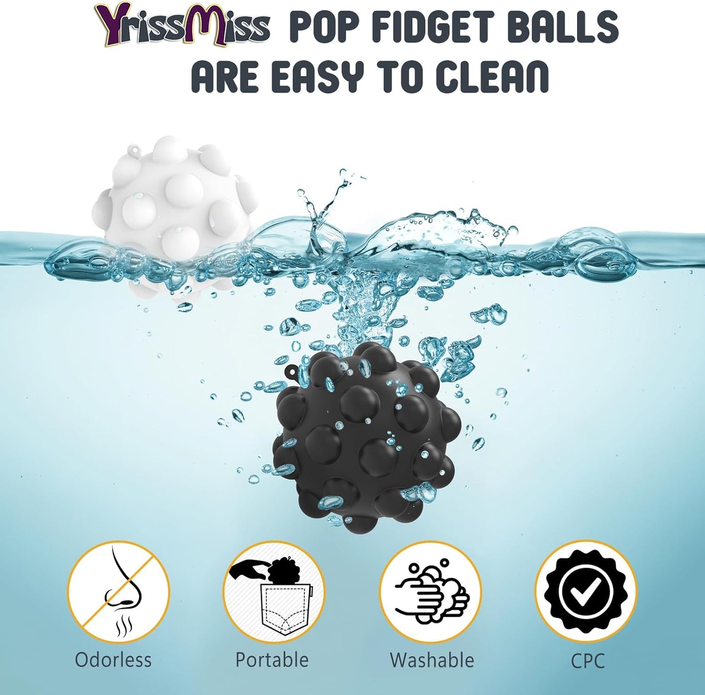 Fidget Toys Adults,Stress Balls Adults 4Pcs Pop Fidget Toys,Pop Balls Autism Sensory Toys for Toddlers 1-3,Fidget Balls Figette Toys,Anxiety Relief Fidgets,Stuffers Gift for Teens Kids (C)